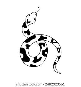 Vector isolated element, snake. Hand drawn doodle.