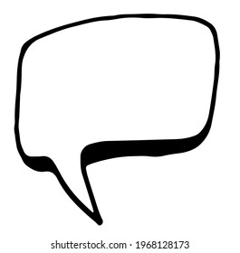 Vector isolated element speech bubble drawn by hand in the style of a comic book with a black line on a white background with a thick line shadow volume empty space for text. drawn rectangular comic