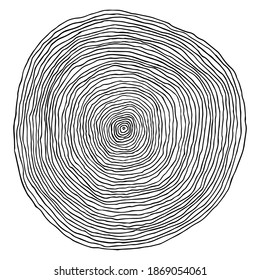 Vector isolated element. Tree rings (cross-section) on white background. Wooden texture for logo design.