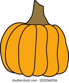 Vector isolated element yellow strange pumpkin. Vegan decoration. Halloween element