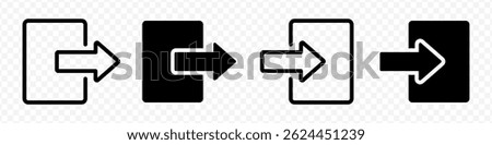 Vector isolated Enter Exit icon set in black outline and fill