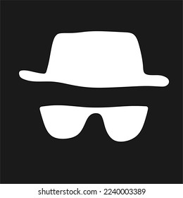 Vector aislado de gafas oculares con signo de pictograma blanco sobre fondo negro