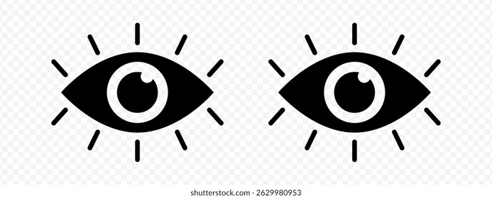 Vector isolated Eyes icon set in black fill
