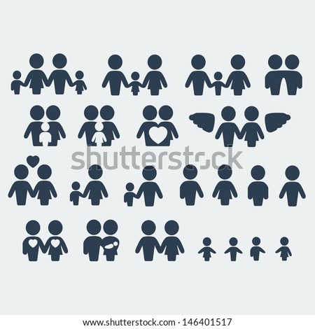 Vector isolated family icons set