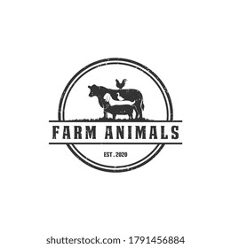 Vector isolated farm animal retro logo design