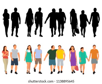 Vector Isolated Fashion People Go Silhouette Stock Vector (Royalty Free ...