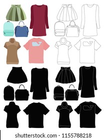 vector, isolated, fashion women clothes