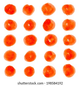 Vector isolated felt pen circles seamless pattern. Abstract orange dots background. Markers dots 