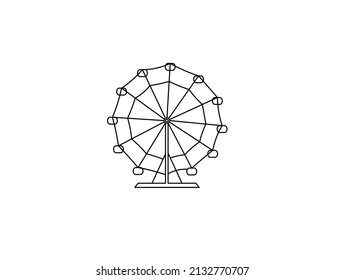 Vector isolated ferris wheel colorless black   white contour line drawing  Big ferris wheel icon  logotype  symbol  emblem