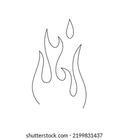 Vector isolated fire flames colorless black and white contour line easy drawing