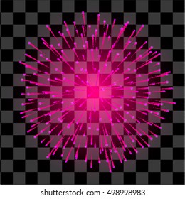 Vector isolated firework on transparent background. Glowing effects. Shining elements and stars for bg. Holiday firework.