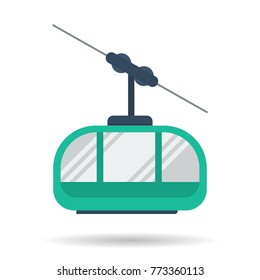 Vector isolated flat icon of cab mountain lift on white background. Modern web pictogram