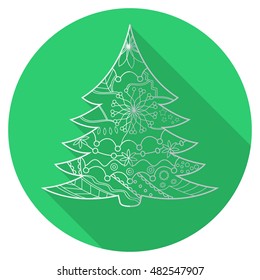 Vector isolated flat icon of christmas tree
