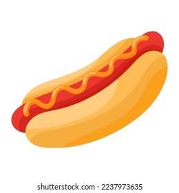 Vektor einzelne flache Illustration eines Hot Dog für Poster, Menüs, Broschüren, Web und Ikone Fastfood.