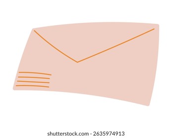 Vector isolated flat illustration of a paper envelope with a triangular flap. Great for educational projects, mail related designs, school materials, and playful stationery themed decorations.