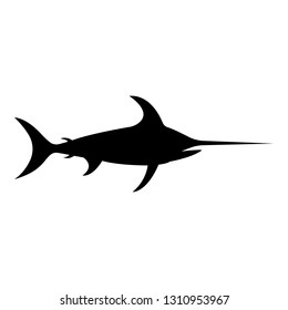 Vector, isolated, flat image of fish marlin on a white background