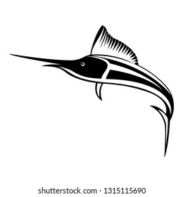 Vector, isolated, flat image of fish marlin on a white background