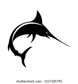 Vector, isolated, flat image of fish marlin on a white background