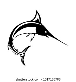 Vector, isolated, flat image of fish marlin on a white background