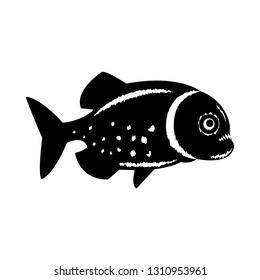 Vector, isolated, flat image of a piranha fish on a white background