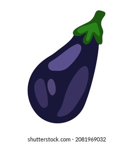 Vector isolated flat simple flat illustration of a whole eggplant. The concept of vegetables, farm, natural products, cooking. You can use the element in web design, banners, etc.