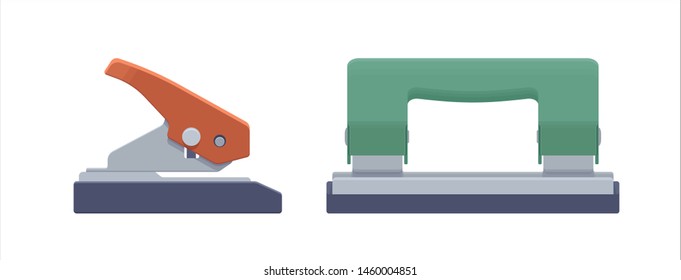 vector isolated flat stationery paper hole puncher