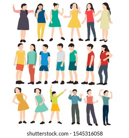 vector, isolated, in a flat style, children, set, collection