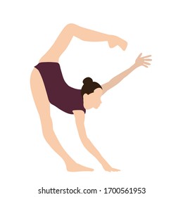 vectorial, aislado, en gimnasta de estilo plano, acrobacia