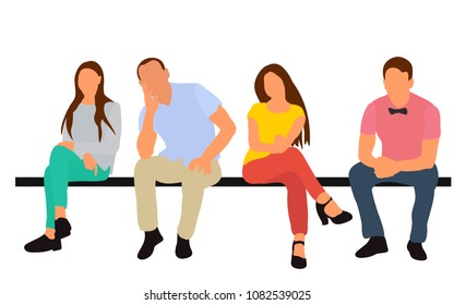 vector, isolated, flat style, isometric people sitting