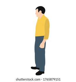 vector, isolated, in flat style man, stands