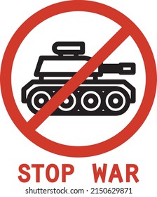 Vector isolated flat tank icon Stop war