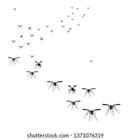 Vector Isolated Flock Insects Mosquitoes Flying Stock Vector (Royalty ...