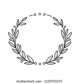 Vector isolated floral frame line art illustration, Flourish circle frame.