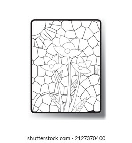 Vector Isolated flower mosaic for kids coloring pages