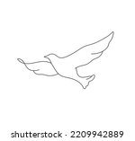 Vector isolated flying bird with outstretched wings colorless black and white contour line easy drawing