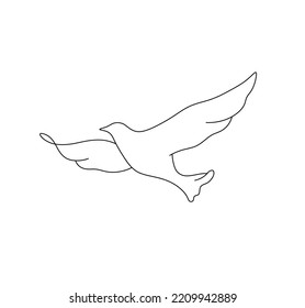 Vector isolated flying bird with outstretched wings colorless black and white contour line easy drawing