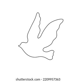 Vector isolated flying bird with outstretched wings colorless black and white contour line easy drawing