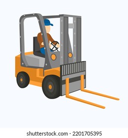 Vector isolated Forklift Loader. Warehouse machine. Lifting car.