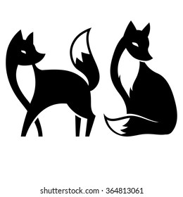 Vector isolated fox. Black and white