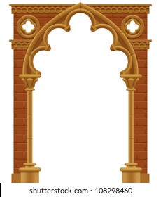 Vector isolated frame in form of the stone decorated gothic arch