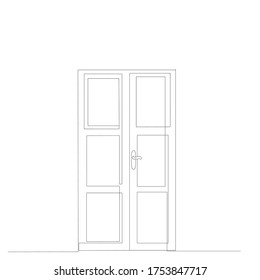 vector, isolated, front door drawing in one continuous line