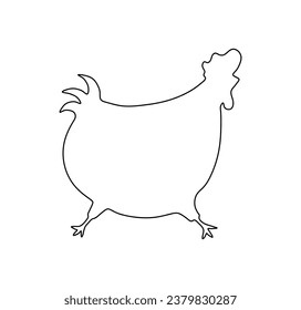 Vector aislado humorístico fogón gran línea de contorno de pollo silhouette lateral esténcil línea de contorno negro y blanco incoloro fácil dibujo	
