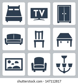 Vector isolated furniture icons set