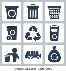 Vector isolated garbage icons set