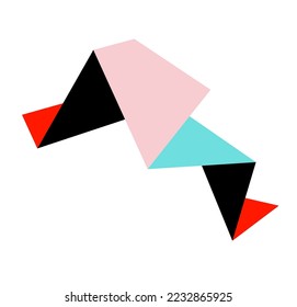 Vector isolated geometric abstraction piece of art. Bright colorful geometric shapes origami folding paper style wall art geometry 