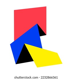 Vector isolated geometric abstraction piece of art. Bright colorful geometric shapes origami folding paper style wall art geometry 
