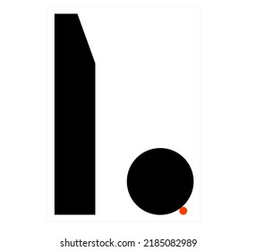 Vector isolated geometric abstraction in vertical rectangle in black white and red colors 