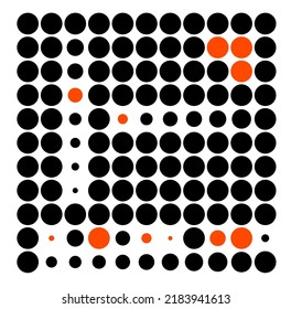 Vektor-einzelne geometrische Äthetik-Abstraktionskreise Anordnung auf Quadrat in schwarz-weiß-roten Farben 
