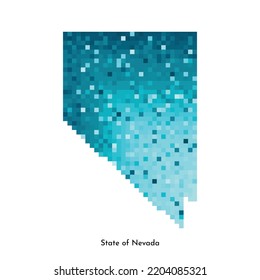 Vector isolated geometric illustration with icy blue area of USA - State of Nevada map. Pixel art style for NFT template. Simple colorful logo with gradient texture