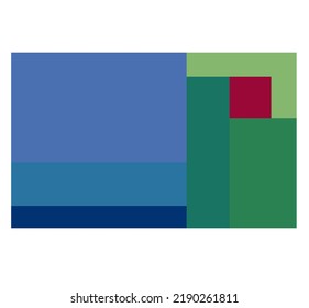 Absorción mínima geométrica aislada de vectores en cuadrado y rectángulos de color rectangulares horizontales